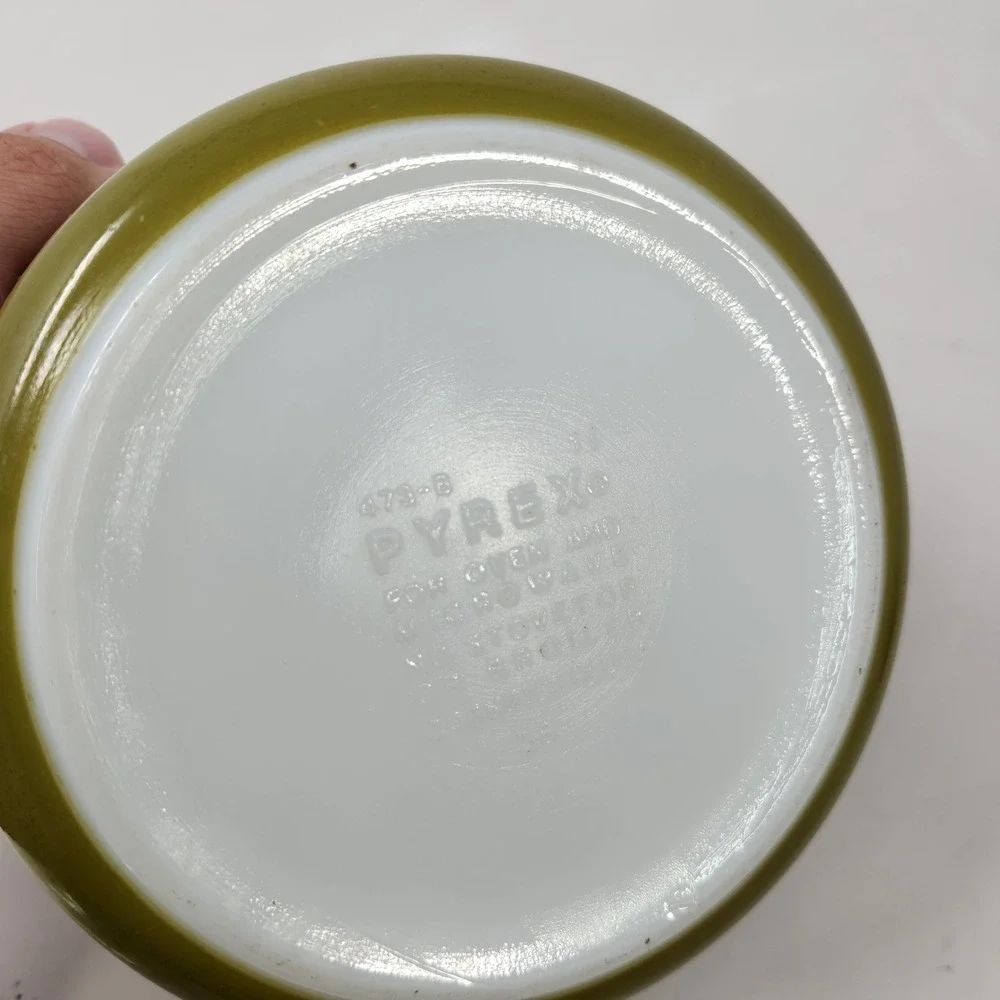Vintage Pyrex 473-B Spring Blossom Green Crazy Daisy 1 Qt Casserole Dish Lid